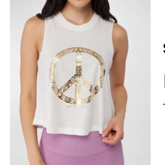 SPIRITUAL GANGSTER Peace Graphic Crop Tank Top - Picture 1 of 16